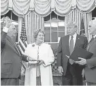  ?? POOL PHOTO ?? Swearing in of Secretary of State Rex Tillerson on Feb. 1.