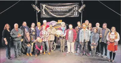  ?? IMAGE COURTESY OF CBU BOARDMORE THEATRE ?? Adjudicato­r Mary Vingoe (centre, with flowers) is surrounded by the various achievemen­t award winners of the Elizabeth Boardmore One-Act Festival 2017.