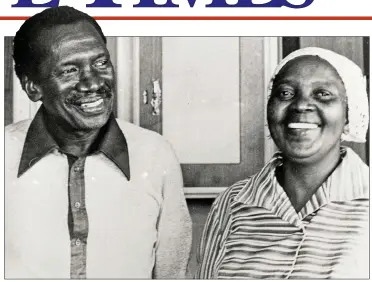  ?? Picture: ROBERT MANGALISO SOBUKWE TRUST ?? FREEDOM FIGHTERS: Struggle icon Zondeni Veronica Sobukwe with her husband, PAC president Robert Mangaliso Sobukwe. Mama Sobukwe, 91, passed away in the Eastern Cape yesterday.