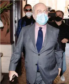  ?? ANSA ?? Il presidente del Napoli, Aurelio De Laurentiis