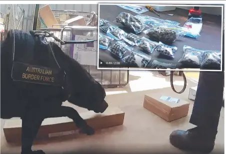  ?? ?? Parcels are checked as part of a major operation targeting the flow of illicit drugs to outback west of Townsville. Source: QPS