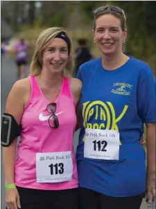  ??  ?? Laura Murphy and Denise Doyle at the St. Joseph’s AC Pink Rock 10k run/walk.