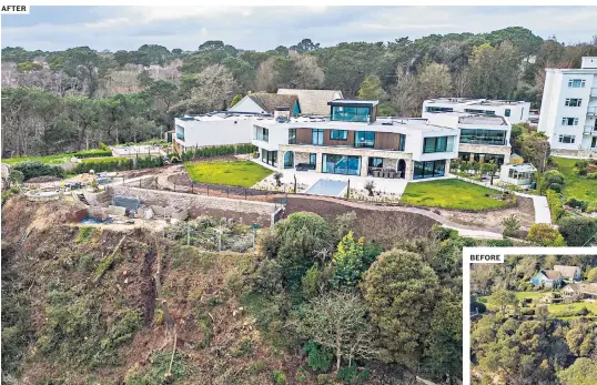  ?? ?? AFTER Bill Buckler has had the mature maritime pines removed from the cliff outside his £3 million home