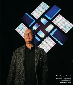  ??  ?? Brian Eno popularise­d generative music and co-created several generative apps