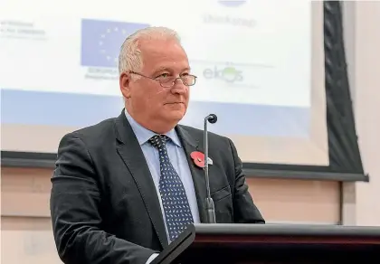  ??  ?? European ambassador to New Zealand Bernard Savage will speak at one of two public lectures in Palmerston North about Brexit.