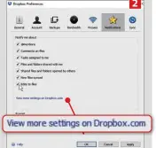  ??  ?? 2
Dropbox explains what its sync icons mean (1). A link on the Dropbox app will take you to further settings online (2)