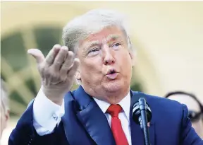  ??  ?? President Donald Trump speaks about Supreme Court nominee Judge Brett Kavanaugh in the Rose Garden of the White House in Washington yesterday.