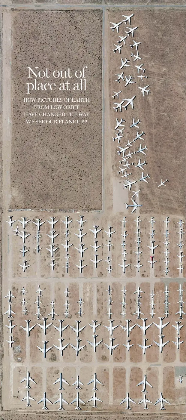  ??  ?? The Southern California Logistics Airport in Victorvill­e, Calif., contains an aircraft boneyard with more than 150 retired planes. Because demand for jumbo jets has dropped significan­tly in the last two decades, many large aircraft such as Boeing 747s...