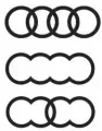  ??  ?? The current Audi four rings logo at the top, with the two new suggested logos below