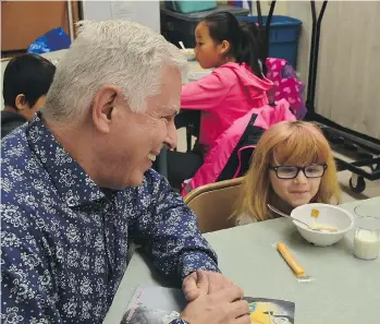  ??  ?? Ecole K.B. Woodward principal Angelo Morelli says the school’s breakfast program is the highlight of the day for some students.