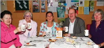  ??  ?? Enjoying a cuppa at St Brendan’s Pastoral Centre in Tralee were Margaret Lynch, Chris Griffin, Marie Gannon , St Brendan’s Parish Priest Fr Pádraig Walsh and May Hartnett.