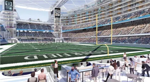  ?? LANDMARK DEVELOPMEN­T ?? The End Zone Club under a proposal for a revamped Soldier Field.