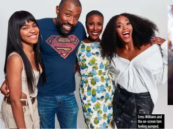  ??  ?? Cress Williams and the on-screen fam feeling pumped.