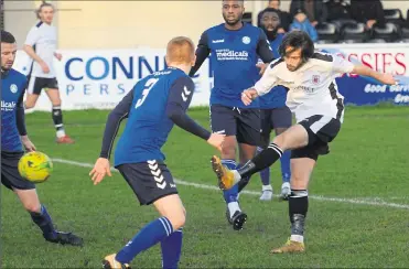  ?? Picture: Chris Davey FM23639170 ?? Faversham fire in an effort against Whyteleafe at Salters Lane on Saturday