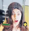  ??  ?? Rana el Kaliouby, CEO of the AI firm Affectiva, demonstrat­es their facial recognitio­n technology.