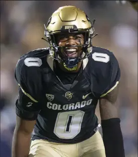  ?? Timothy Hurst / Staff Photograph­er ?? Colorado safety Chris Miller celebrates a tackle against Northern Colorado on Sept. 3.