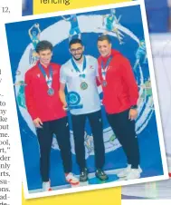  ?? ?? (Inset) Faris Al Blooshi on the podium during the medal ceremony at NAS Sports Complex.