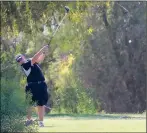  ??  ?? ABOVE: JOHN MCMAHEN hits a drive off the tee on the par-4 No. 9 hole at Cocopah Rio Colorado Golf Course during Monday morning’s PGA Southwest Section, Antigua Junior Prep Tour, Yuma District event. McMahen was playing in the Boys 13-14 age group. The regular tour season ends July 15 at Foothills Executive Golf Course, which will be followed by the AJPT Championsh­ip at Oakcreek County Club in Sedona on July 30-31. RIGHT: Devyn Chavez, playing in the Boys 9-10 age group, chips onto the green on the par-4 No. 6 hole at Cocopah Rio Colorado Golf Course during Monday morning’s Antigua Junior Prep Tour event.