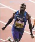  ?? Nick Didlick / Associated Press ?? Christian Coleman has been banned for two years.