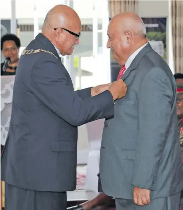 ?? Photo: DEPTFO News ?? Ratu Inoke Kubuabola was this week awarded the Fiji50 medal from the President Major-General (Ret’d) Jioji Konrote.