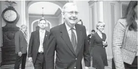  ?? J. SCOTT APPLEWHITE/AP ?? Senate Majority Leader Mitch McConnell ,R-Ky., opened the Senate chamber at noon Saturday, saying, “Let’s end this foolishnes­s.”