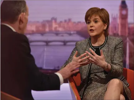  ??  ?? Nicola Sturgeon told the BBC’s Andrew Marr she expected more clarity on the UK’s Brexit position ‘by around the autumn’.