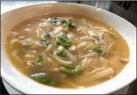  ?? Arkansas Democrat-Gazette/ERIC E. HARRISON ?? Chicken Thukpa is essentiall­y a Nepalese version of chicken noodle soup.