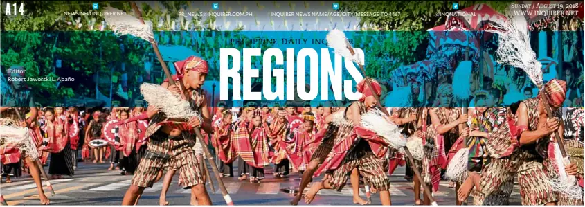  ?? BONGS. SARMIENTO ?? NATIVE FABRIC Dancers wearing costumes made from the native fabric “t’nalak” perform during the T’nalak Festival’s street dancing competitio­n in Koronadal City.—