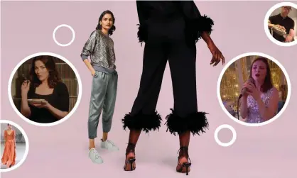  ??  ?? From left: an Altuzarra dress; Nigella Lawson; Hush two-piece sweater and trousers; River Island pyjamas; Sophie Ellis-Bextor; Stanley Tucci. Composite: John Lewis/BBC/Altazurra/River Island/Stanley Tucci/Instagram