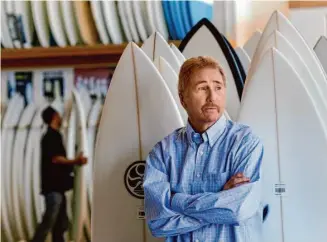  ?? Brant Ward/The Chronicle 2011 ?? Bob Wise’s product line featured some of the coolest surfboards boards between San Francisco and Santa Cruz. Wise’s first shops were never right on the beach, but surfers still found him.