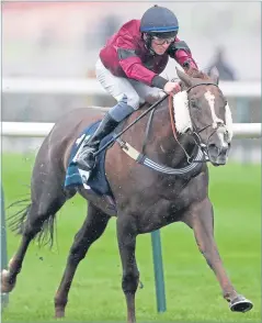  ??  ?? Emily Goldfinch, ridden by Darragh Keenan, wins the British EBF Breeders’ Fillies’ Series Sprint Handicap at Newmarket