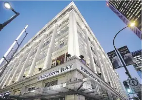  ?? BEN NELMS/BLOOMBERG ?? A Hudson’s Bay Co. store stands in downtown Vancouver. Activist investor Jonathan Litt has pushed for Hudson’s Bay to sell its Saks Fifth Avenue brand and think of it more as a real estate investment, rather than just a department store.