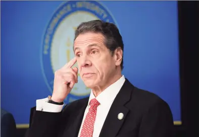  ?? Barry Williams / TNS ?? New York Gov. Andrew Cuomo during a news conference at the governor's Manhattan office on Tuesday.