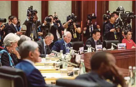  ?? BERNAMA PIC ?? Prime Minister Datuk Seri Najib Razak at the Leaders’ Roundtable during the Belt and Road Forum for Internatio­nal Cooperatio­n in Beijing yesterday.