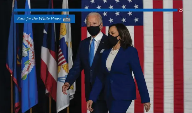  ?? Joe Biden Flickr photo ?? Democratic presidenti­al nominee Joe Biden and his choice for vice president, Sen. Kamala Harris, together in his hometown in Delaware on August 12. She makes history as the first Black and South Asian woman nominated for Veep in American history.