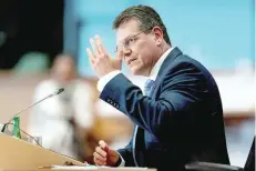  ?? — AFP ?? European Commission Vice-president in charge for ‘Interinsti­tutional Relations and Foresight’ Maros Sefcovic answers questions during his hearing at the European Parliament in Brussels.