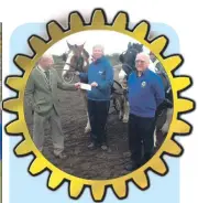  ??  ?? Graham Fraser, left, presents a cheque to Jane Isaac of Argyll Riding for the Disabled, with fellow Rotarian Ken Oxland.