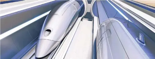  ?? FOTO: HYPERLOOP TRANSPORTA­TION TECHNOLOGI­ES ?? Beim Hyperloop-Modell von HTT könnten die Transporte­r mithilfe von Magnettech­nologie auf bis zu 1200 km/h beschleuni­gt werden.