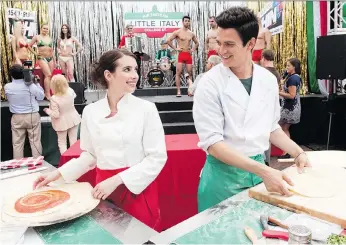  ?? EONE ?? Emma Roberts, left, and Hayden Christense­n are paired up in Little Italy, loosely based on Romeo and Juliet.