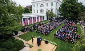  ?? Photograph: Shawn Thew/ ?? The White House Rose Garden event to celebrate Amy Coney’s Barrett’s supreme court nomination has been linked to numerous cases of coronaviru­s.