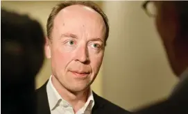  ?? FOTO: LINNEA DE LA CHAPELLE/SPT ?? Sannfinlän­darnas ordförande Jussi Halla-aho säger att partiet från första början varit kritiskt inställda till återhämtni­ngsfonden. Arkivbild.