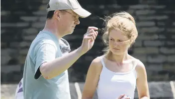  ??  ?? Chloe Hirst, pictured partnering Alan Fleming in a mixed pairs event, won for Yorkshire last weekend