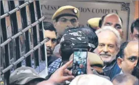  ?? RAJ K RAJ/HT PHOTO ?? Christian Michel leaves after being produced at a CBI court in New Delhi on Wednesday.