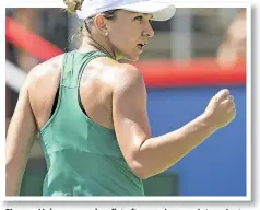  ?? — GETTY IMAGES ?? Simona Halep pumps her fist after scoring a point against Ashleigh Barty in Saturday’s early semifinal.