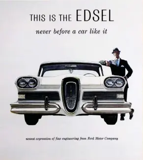  ??  ?? The Edsel’s frontal design was not well received