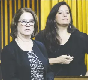  ?? SEAN KILPATRICK / THE CANADIAN PRESS FILES ?? Former Liberals Jane Philpott and Jody Wilson-Raybould are sitting as independen­t MPs after the fallout from SNC Lavalin affair, “caused by a cabal
of high-level Liberals and civil servant accomplice­s,” Diane Francis writes.
