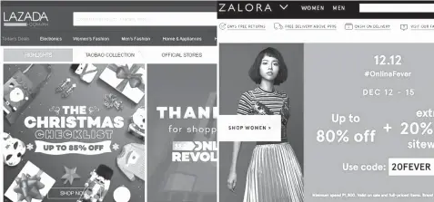  ?? BWORLDONLI­NE.COM ?? Lazada and Zalora are luring shoppers away from malls this holiday season by offering massive discounts in their respective platforms.