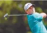  ?? AP-Yonhap ?? Grayson Murray tees off on the fourth hole in the final round of the Barbasol Championsh­ip golf tournament in Opelika, Ala., Sunday.