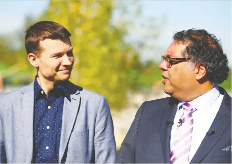  ?? JIM WELLS/FILES ?? Coun. Jeremy Farkas, left, raised the ire of Mayor Naheed Nenshi recently when he called on the city to freeze property taxes despite a financial crises triggered by the COVID-19 pandemic.