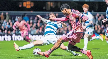  ?? ?? Leeds’ hopes of automatic promotion were hit by loss at QPR.